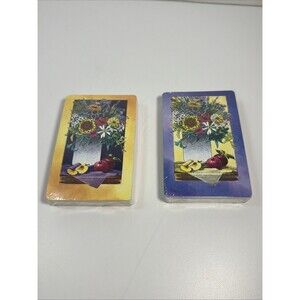 Vintage 2 New Packs Trump Joker Flower Theme Playing Cards Card Decks NOS SEALED